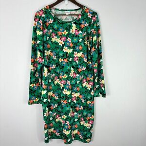 LuLaRoe Nicole Dress Women's 2XL Green Floral Fit Flare Retro Cottagecore Y2K